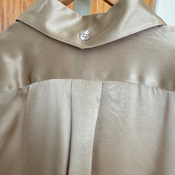 Vintage Evan Picone taupe silk/satin blouse 4 - Picture 3 of 5